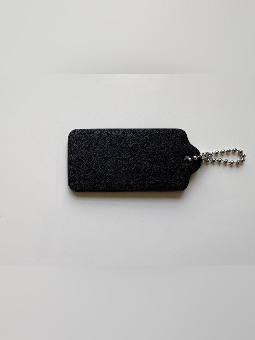COACH 2" Medium Black Leather Silver Hang Tag Hangtag Bag Charm Keychain Fob - Picture 2 of 4